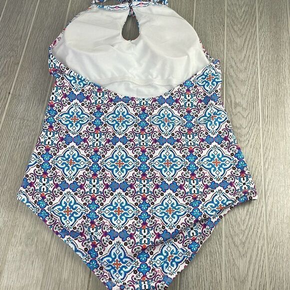 Women's Halter Neck Boho Keyhole One-Piece Swimsuit 2XL - Picture 8 of 11
